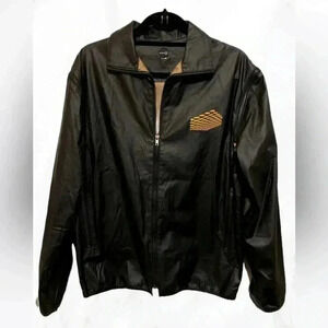 Bustle blck street cotton linen zippered long sleeve casual lightweight jacket M